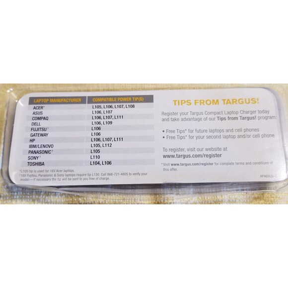Targus compact laptop charging tips READ - Picture 3 of 5